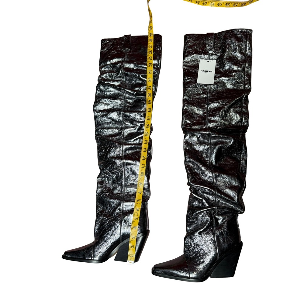 Michael Kors Metallic Slouchy Over-the-Knee thigh high Boots Gunmetal Silver 6M - Picture 5 of 5